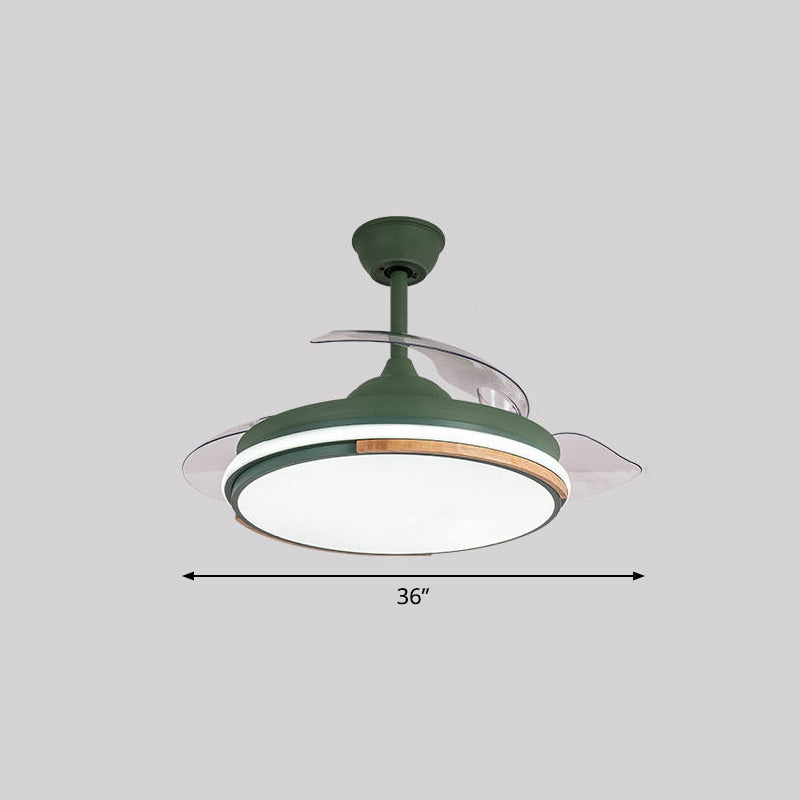 Nordic 3 Blades LED Pendant Fan Lighting Round Remote Control Semi-Flush Light with Acrylic Shade Clearhalo 'Ceiling Fans with Lights' 'Ceiling Fans' 'Modern Ceiling Fans' 'Modern' Lighting' 2477896