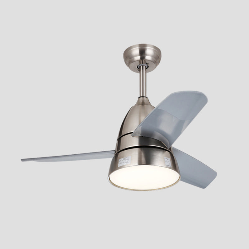 Macaron Style Conical Hanging Fan Light Metal Kids Room 26" Wide LED Semi Flush Ceiling Light, 3 Blades Clearhalo 'Ceiling Fans with Lights' 'Ceiling Fans' 'Modern Ceiling Fans' 'Modern' Lighting' 2477923