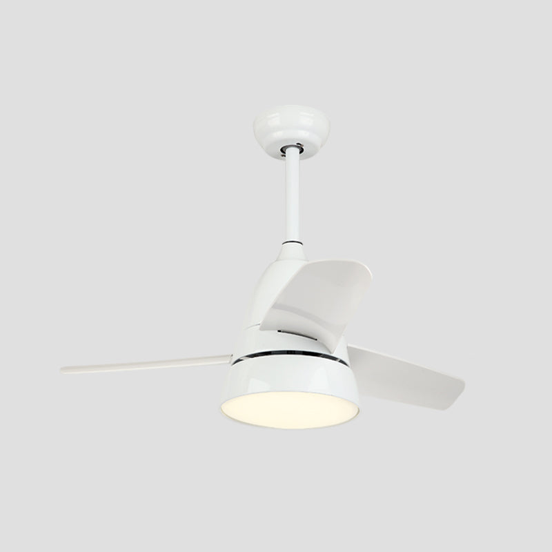 Macaron Style Conical Hanging Fan Light Metal Kids Room 26" Wide LED Semi Flush Ceiling Light, 3 Blades Clearhalo 'Ceiling Fans with Lights' 'Ceiling Fans' 'Modern Ceiling Fans' 'Modern' Lighting' 2477926