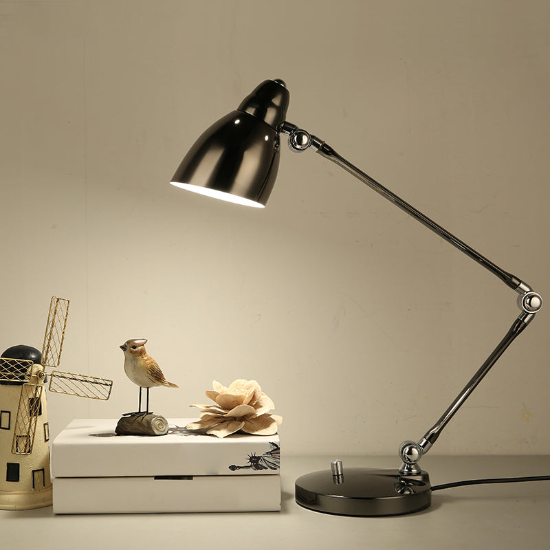 Iron Bell Shaped Table Lamp Industrial Single Study Room Desk Light with Swing Arm Clearhalo 'Lamps' 'Table Lamps' Lighting' 2478218
