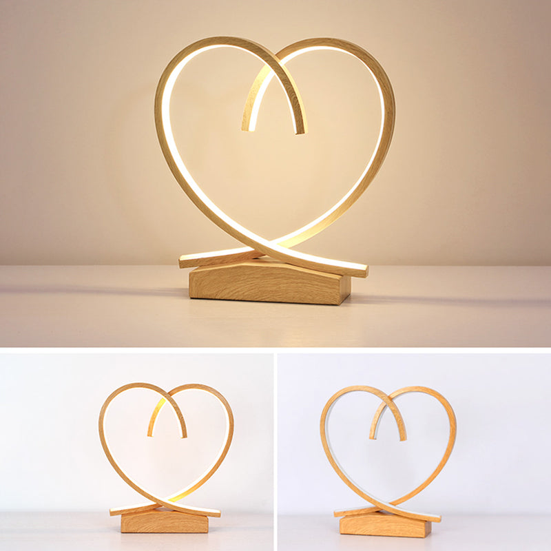 Halo Ring LED Nightstand Lamp Decorative Metal Wood Finish Table Light for Bedroom Clearhalo 'Lamps' 'Table Lamps' Lighting' 2478273