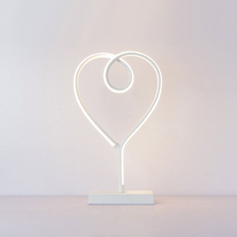 Aluminum Line Art Night Lighting Minimalism LED Accent Table Light for Living Room White Loving Heart Clearhalo 'Lamps' 'Table Lamps' Lighting' 2478301