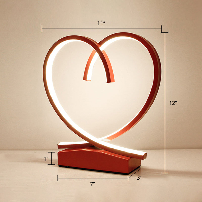 Red Loop Shaped Night Light Decorative Romantic Metal LED Table Lamp for Bedroom Clearhalo 'Lamps' 'Table Lamps' Lighting' 2478349