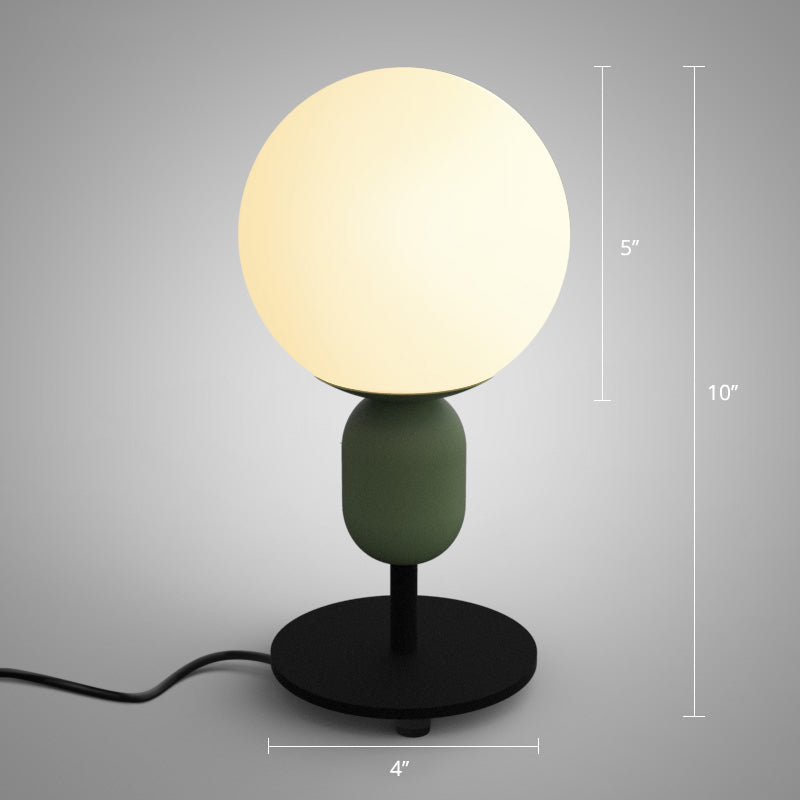 White Glass Spherical Night Lamp Macaron 1 Head Table Light for Childrens Bedroom Clearhalo 'Lamps' 'Table Lamps' Lighting' 2478509