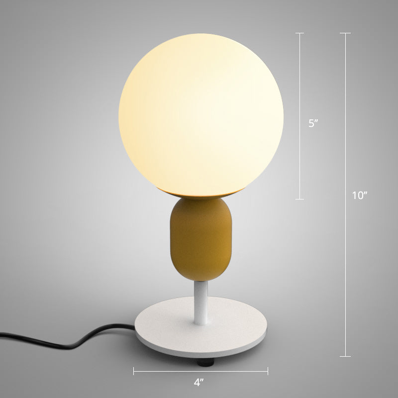 White Glass Spherical Night Lamp Macaron 1 Head Table Light for Childrens Bedroom Clearhalo 'Lamps' 'Table Lamps' Lighting' 2478515