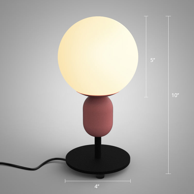 White Glass Spherical Night Lamp Macaron 1 Head Table Light for Childrens Bedroom Clearhalo 'Lamps' 'Table Lamps' Lighting' 2478517