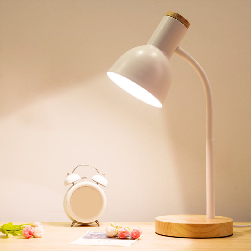 Flexible Gooseneck Metal Reading Lamp Nordic Style Single Night Table Light with Bell Shade Clearhalo 'Lamps' 'Table Lamps' Lighting' 2478545