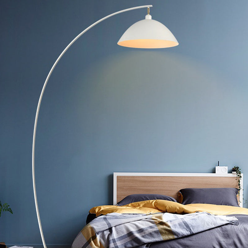 Fishing Rod Metallic Floor Lamp Macaron 1 Head Floor Standing Light with Lampshade Clearhalo 'Floor Lamps' 'Lamps' Lighting' 2478643