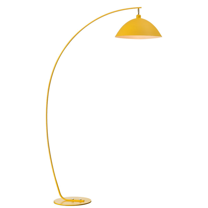 Fishing Rod Metallic Floor Lamp Macaron 1 Head Floor Standing Light with Lampshade Yellow Barn Clearhalo 'Floor Lamps' 'Lamps' Lighting' 2478644