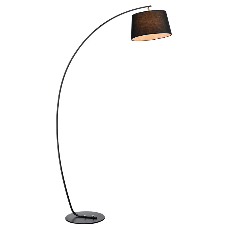 Fishing Rod Metallic Floor Lamp Macaron 1 Head Floor Standing Light with Lampshade Black Barrel Clearhalo 'Floor Lamps' 'Lamps' Lighting' 2478645