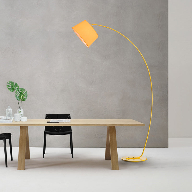 Fishing Rod Metallic Floor Lamp Macaron 1 Head Floor Standing Light with Lampshade Clearhalo 'Floor Lamps' 'Lamps' Lighting' 2478646