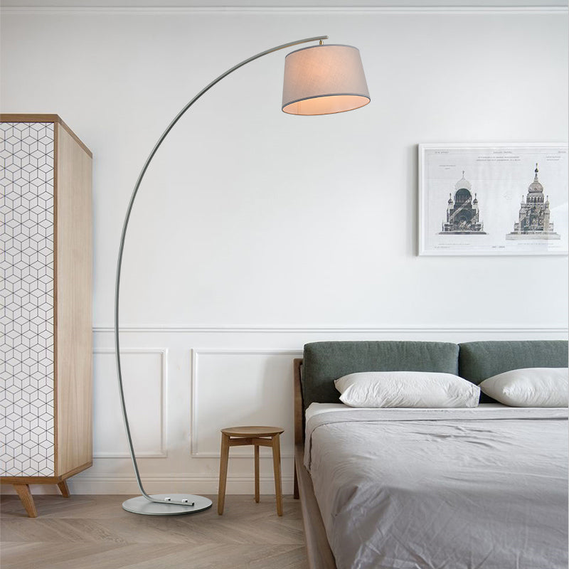 Fishing Rod Metallic Floor Lamp Macaron 1 Head Floor Standing Light with Lampshade Clearhalo 'Floor Lamps' 'Lamps' Lighting' 2478648