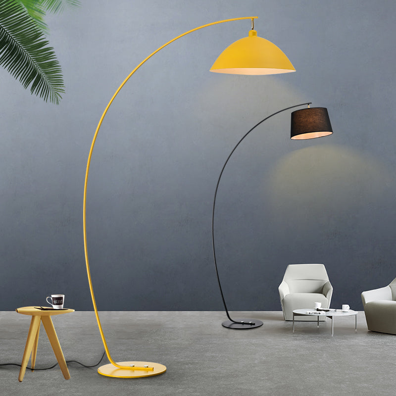Fishing Rod Metallic Floor Lamp Macaron 1 Head Floor Standing Light with Lampshade Clearhalo 'Floor Lamps' 'Lamps' Lighting' 2478650