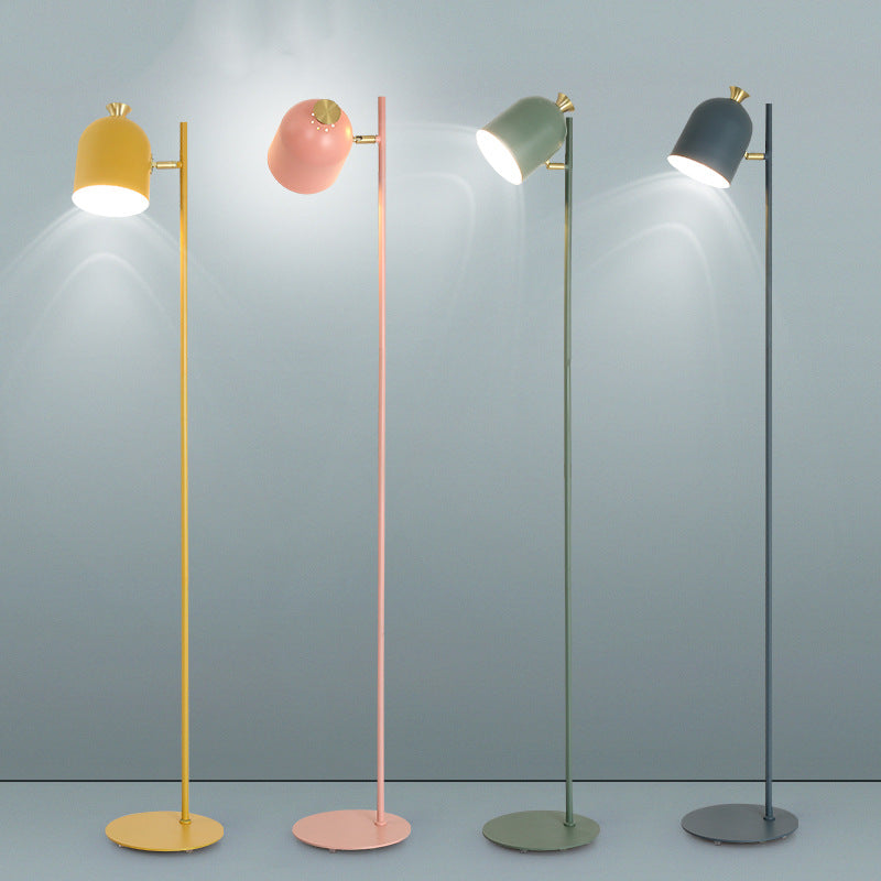 Metal Cloche Shaped Floor Lamp Macaron 1 Bulb Adjustable Standing Light for Living Room Clearhalo 'Floor Lamps' 'Lamps' Lighting' 2478671