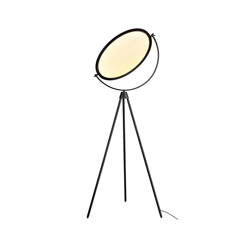 Acrylic Disc Standing Floor Light Simplicity Living Room LED Floor Lamp with Tripod in Black Black 27.5" Clearhalo 'Floor Lamps' 'Lamps' Lighting' 2478785