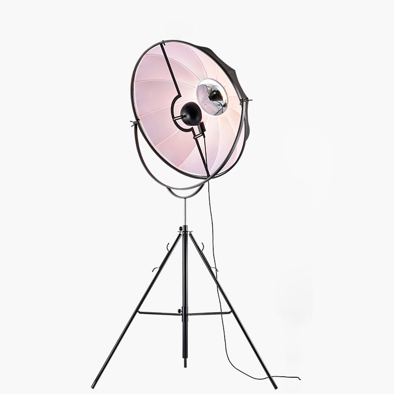 Radar Studio Floor Spotlight Industrial Style Fabric 1-Light Black Floor Lamp with Tripod Black 33.5" Clearhalo 'Floor Lamps' 'Lamps' Lighting' 2478792