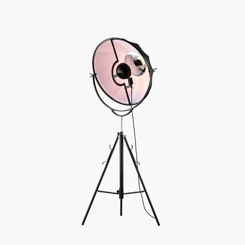 Radar Studio Floor Spotlight Industrial Style Fabric 1-Light Black Floor Lamp with Tripod Black 25.5" Clearhalo 'Floor Lamps' 'Lamps' Lighting' 2478793