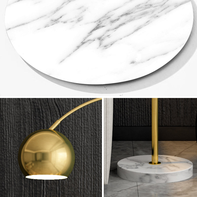Swivel Dome Shade Floor Light Postmodern Metal 1 Bulb Living Room Standing Lamp with Table and Arched Arm Clearhalo 'Floor Lamps' 'Lamps' Lighting' 2478831