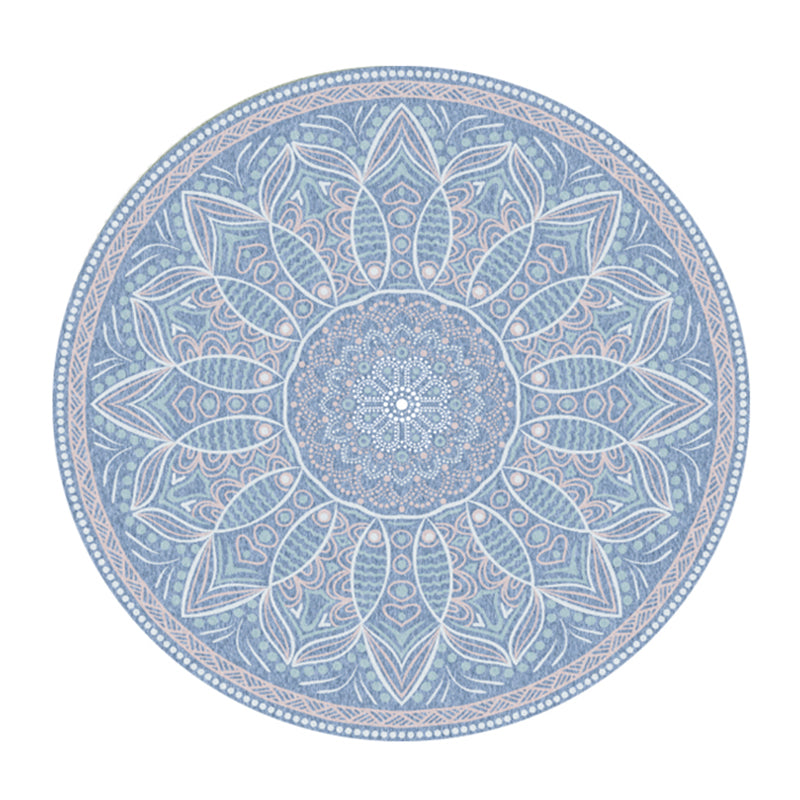 Trendy Flower Printed Rug Multi Color Cotton Blend Area Carpet Pet Friendly Stain-Resistant Indoor Rug for Decoration Blue Clearhalo 'Area Rug' 'Moroccan' 'Rugs' Rug' 2479776