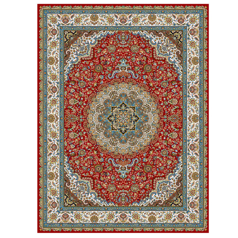 Multi Color Oriental Rug Cotton Blend Floral Printed Area Carpet Non-Slip Backing Pet Friendly Indoor Rug for Living Room Clearhalo 'Area Rug' 'Rugs' 'Shabby Chic' Rug' 2479800