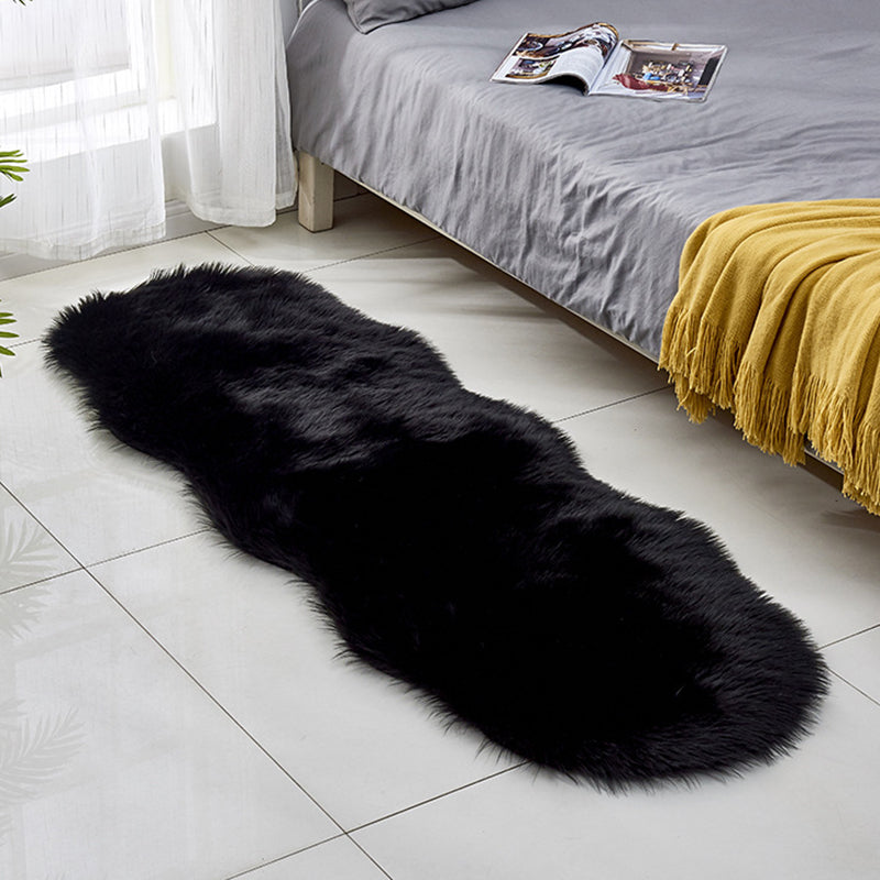 Contemporary Solid Color Rug Multi Colored Cotton Blend Area Carpet Anti-Slip Backing Stain-Resistant Indoor Rug for Room Black 2' x 5'11" Clearhalo 'Area Rug' 'Casual' 'Rugs' Rug' 2480294