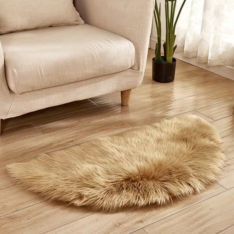 Multi-Color Novelty Rug Fuzzy Solid Color Indoor Rug Pet Friendly Washable Easy Care Area Carpet for Living Room Khaki 1'6" x 3' Clearhalo 'Area Rug' 'Casual' 'Rugs' Rug' 2480299