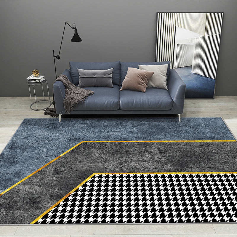 Modern Geometric Printed Rug Multi-Color Cotton Blend Area Carpet Anti-Slip Backing Easy Care Indoor Rug for Parlor Blue Clearhalo 'Area Rug' 'Rug' 2480439