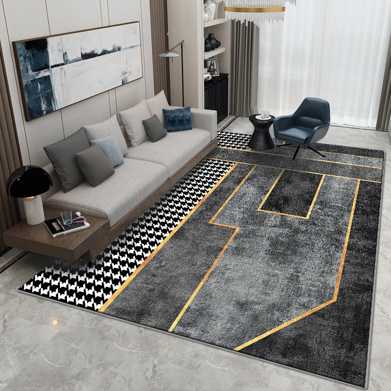 Modern Geometric Printed Rug Multi-Color Cotton Blend Area Carpet Anti-Slip Backing Easy Care Indoor Rug for Parlor Grey Clearhalo 'Area Rug' 'Rug' 2480441