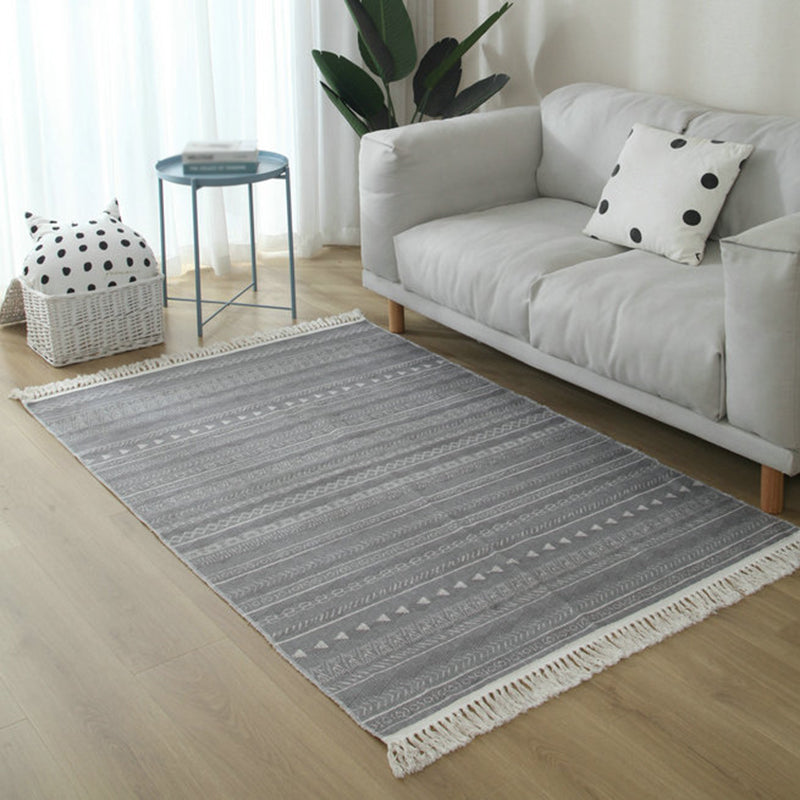 Simple Living Room Rug Multi-Color Geometric Printed Area Carpet Cotton Pet Friendly Easy Care Indoor Rug Dark Gray-Black Clearhalo 'Area Rug' 'Rugs' 'Southwestern' Rug' 2480527