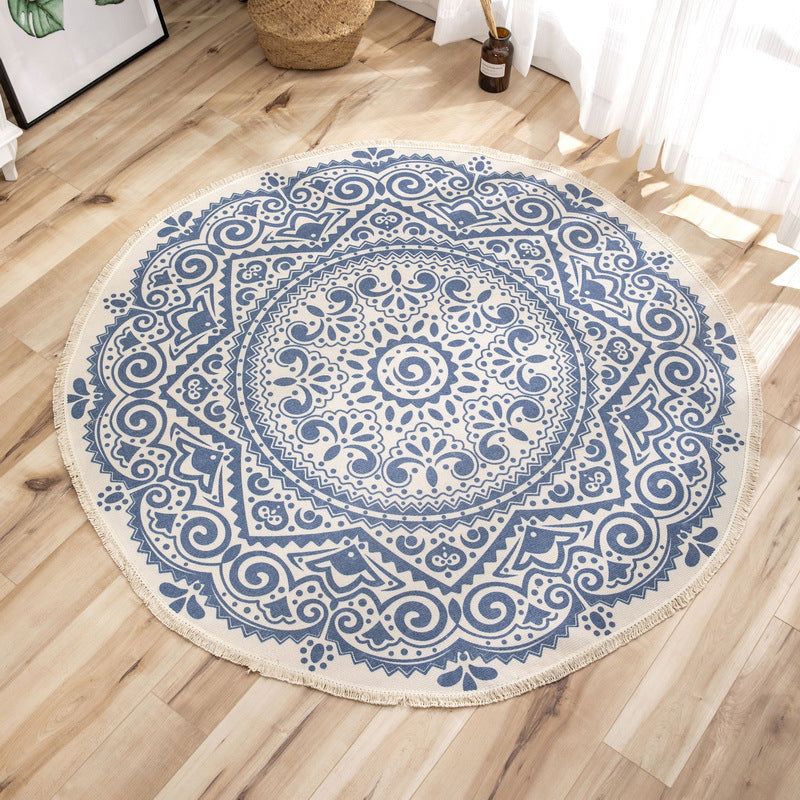 Moroccan Geometric Printed Rug Multi-Color Cotton Area Carpet Easy Care Pet Friendly Indoor Rug for Bedroom Blue Clearhalo 'Area Rug' 'Moroccan' 'Rugs' Rug' 2480540