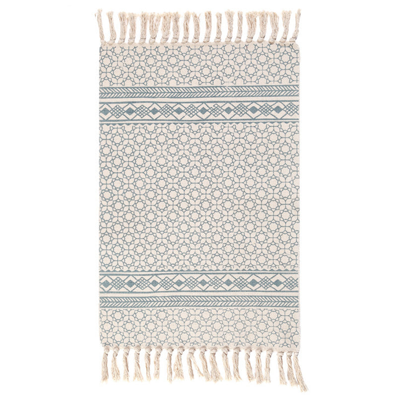 Multi-Color Southwestern Rug Cotton Geometric Printed Area Carpet Easy Care Pet Friendly Indoor Rug for Bedroom Lake Green 2' x 2'11" Clearhalo 'Area Rug' 'Rugs' 'Southwestern' Rug' 2480551