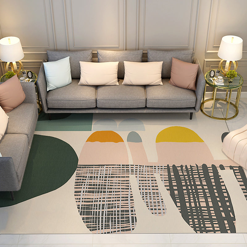 Contemporary Living Room Rug Multicolored Plaid Pattern Indoor Rug Polyster Anti-Slip Backing Stain-Resistant Area Carpet Light Brown Clearhalo 'Area Rug' 'Modern' 'Rugs' Rug' 2480892