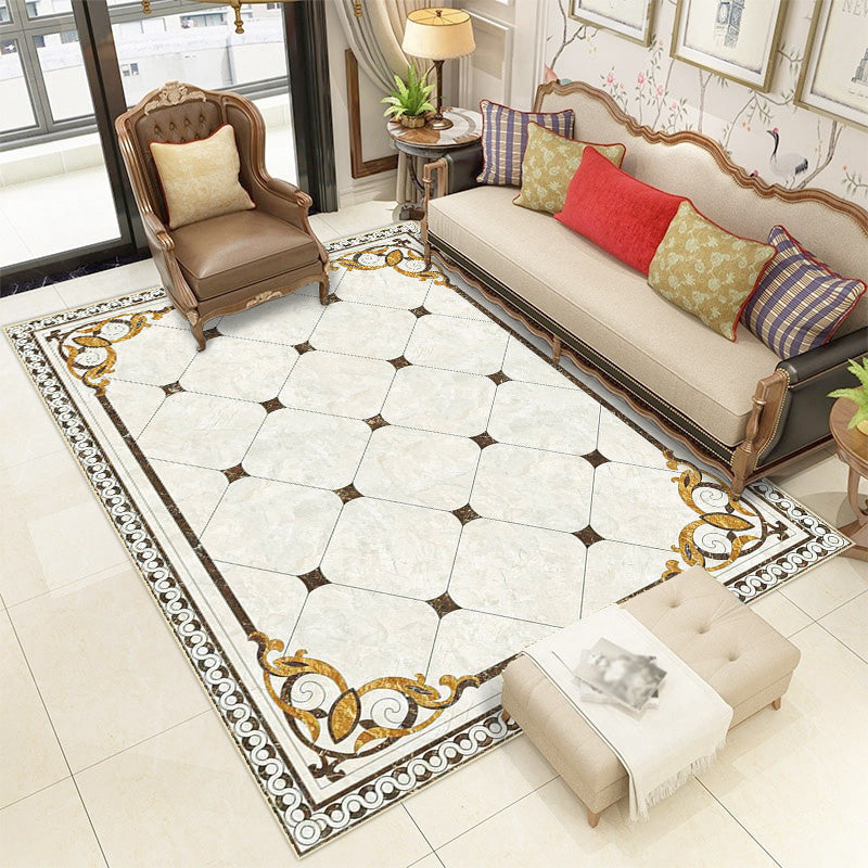 Contemporary Living Room Rug Multicolored Plaid Pattern Indoor Rug Polyster Anti-Slip Backing Stain-Resistant Area Carpet Cream Gray Clearhalo 'Area Rug' 'Modern' 'Rugs' Rug' 2480893