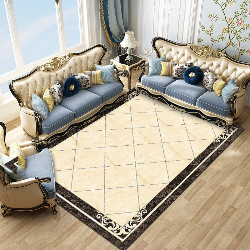 Contemporary Living Room Rug Multicolored Plaid Pattern Indoor Rug Polyster Anti-Slip Backing Stain-Resistant Area Carpet Beige Clearhalo 'Area Rug' 'Modern' 'Rugs' Rug' 2480895