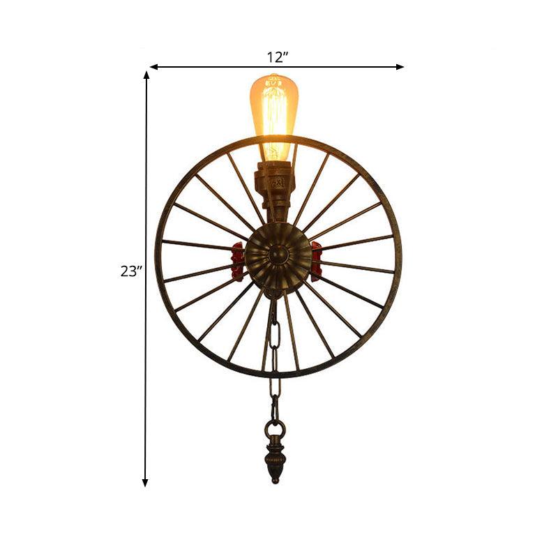1/2-Head Bare Bulb Wall Mount Light Industrial Style Silver/Bronze/Antique Brass Wrought Iron Wall Lighting with Wheel Decoration Clearhalo 'Art deco wall lights' 'Cast Iron' 'Glass' 'Industrial wall lights' 'Industrial' 'Middle century wall lights' 'Modern' 'Rustic wall lights' 'Tiffany' 'Traditional wall lights' 'Wall Lamps & Sconces' 'Wall Lights' Lighting' 248221