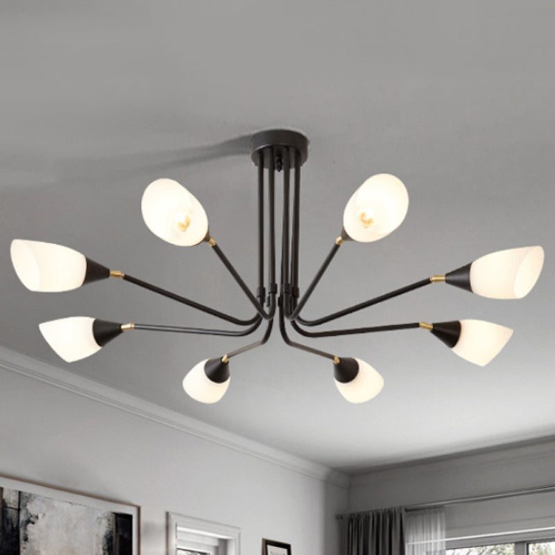 White 4/6/8 Lights Ceiling Mount Traditional Frosted Glass Sputnik Semi Flush Light for Bedroom Clearhalo 'Ceiling Lights' 'Close To Ceiling Lights' 'Close to ceiling' 'Glass shade' 'Glass' 'Semi-flushmount' Lighting' 248299