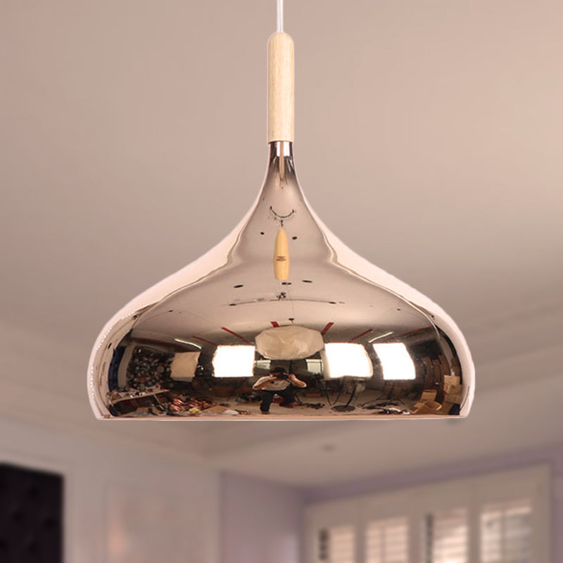 1 Head Bowl Shade Pendant Lighting Modernist Stylish Chrome/Gold/Rose Gold Metallic Suspended Light for Dining Table Clearhalo 'Ceiling Lights' 'Modern Pendants' 'Modern' 'Pendant Lights' 'Pendants' Lighting' 248978