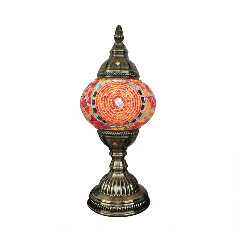 Spherical Table Lamp Traditionary Blue/Green/Fluorescent Yellow Glass 1 Bulb Living Room Task Lighting Clearhalo 'Lamps' 'Table Lamps' Lighting' 248994
