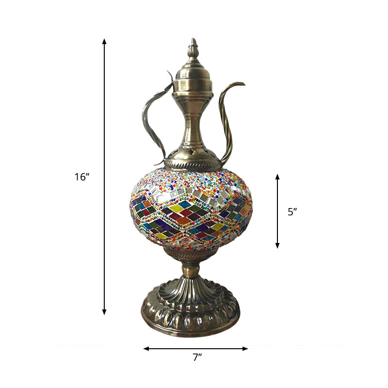White/Red/Orange Glass Sphere Small Desk Lamp Antique 1 Bulb Task Lighting with Metal Base for Living House Clearhalo 'Lamps' 'Table Lamps' Lighting' 249331