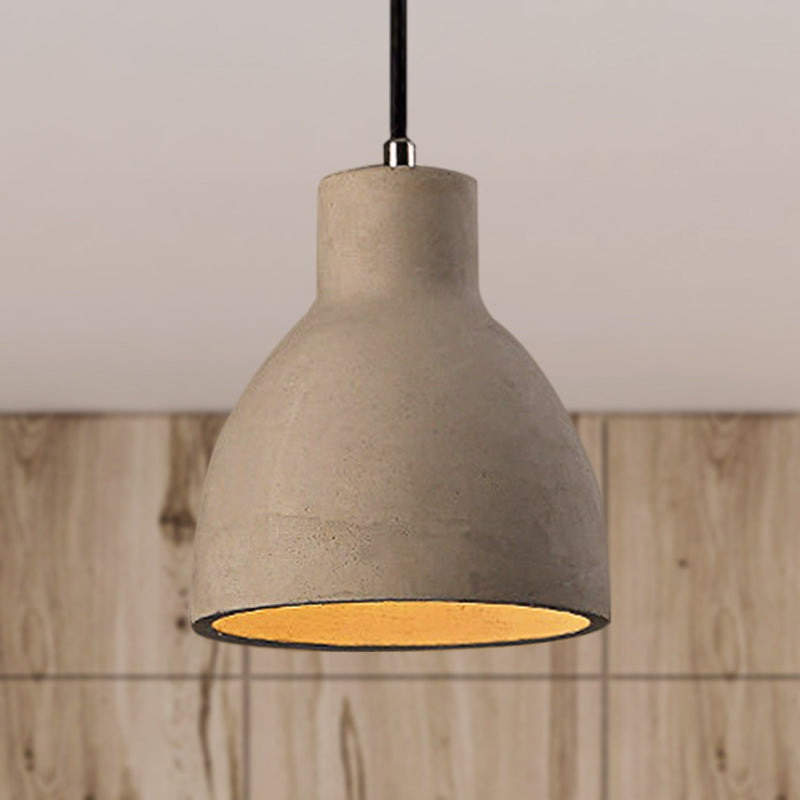 6.5"/8.5"/10.5" Dia Barn/Cylinder/Dome Cement Pendant Lighting Industrial 1 Light Dining Table Ceiling Light Fixture with Adjustable Cord in Grey Clearhalo 'Ceiling Lights' 'Modern Pendants' 'Modern' 'Pendant Lights' 'Pendants' Lighting' 249340