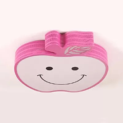 Smiling Apple Kids Bedroom Ceiling Lamp Acrylic Metal Contemporary Flush Mount Light Clearhalo 'Ceiling Lights' 'Close To Ceiling Lights' 'Close to ceiling' 'Flush mount' Lighting' 25009