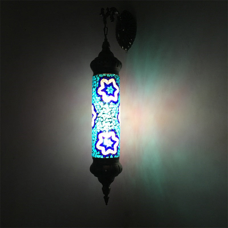 1 Bulb Cylinder Sconce Lamp Retro Red/Yellow/Blue Glass Wall Lighting Fixture with Metal Arm for Living Room Clearhalo 'Wall Lamps & Sconces' 'Wall Lights' Lighting' 250145