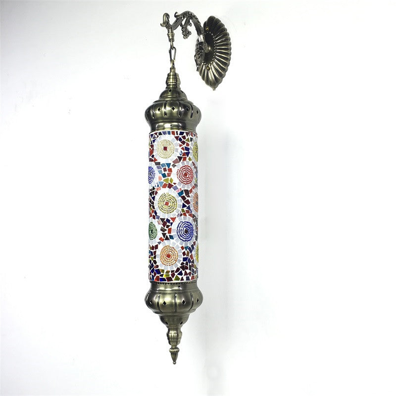 1 Bulb Cylinder Sconce Lamp Retro Red/Yellow/Blue Glass Wall Lighting Fixture with Metal Arm for Living Room Yellow Clearhalo 'Wall Lamps & Sconces' 'Wall Lights' Lighting' 250148