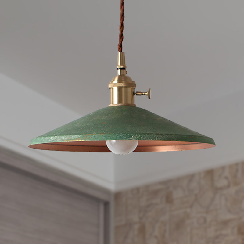 1 Bulb Pendant Light Rustic Style Saucer Shade Metal Hanging Lamp with Adjustable Cord in Silver/Red/Blue Clearhalo 'Ceiling Lights' 'Modern Pendants' 'Modern' 'Pendant Lights' 'Pendants' Lighting' 250307