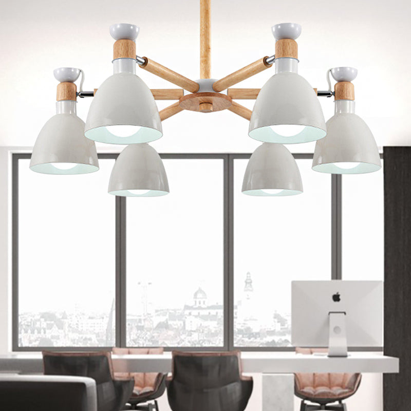 Metal Bowl Shade Ceiling Light Boys Girls Bedroom Six Lights Macaron Chandelier Clearhalo 'Ceiling Lights' 'Chandeliers' Lighting' options 250314