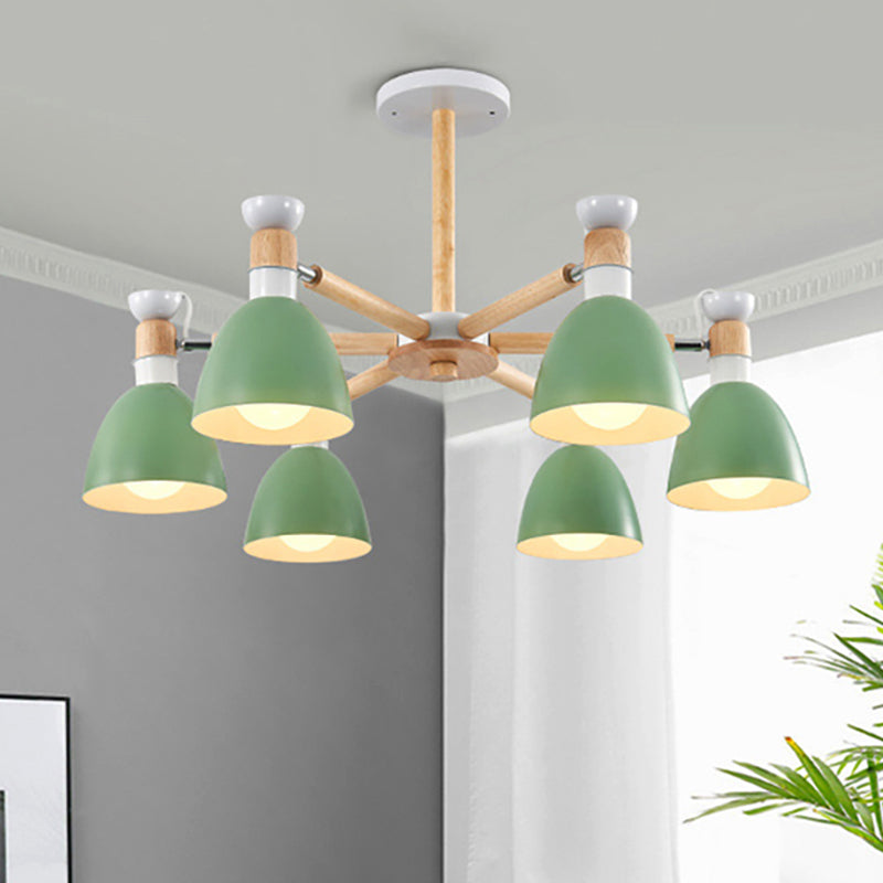 Metal Bowl Shade Ceiling Light Boys Girls Bedroom Six Lights Macaron Chandelier Green Clearhalo 'Ceiling Lights' 'Chandeliers' Lighting' options 250318_878d89fb-4010-48df-8e1b-d3bdc20f3a27