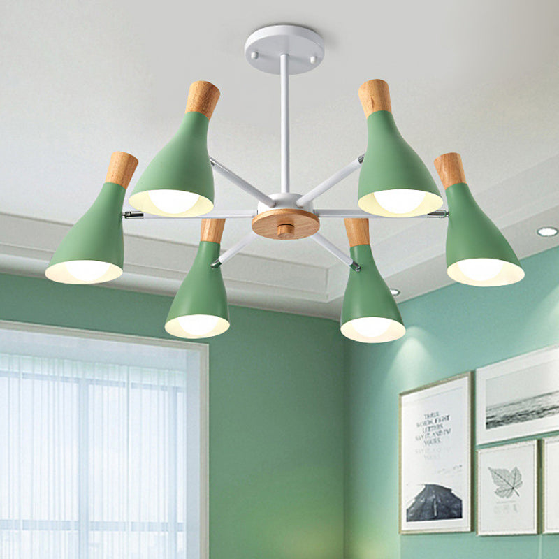 6 Lights Bottle Hanging Light Nordic Style Metal Chandelier for Girls Bedroom Cloth Shop Clearhalo 'Ceiling Lights' 'Chandeliers' Lighting' options 250370