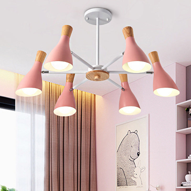 6 Lights Bottle Hanging Light Nordic Style Metal Chandelier for Girls Bedroom Cloth Shop Clearhalo 'Ceiling Lights' 'Chandeliers' Lighting' options 250372