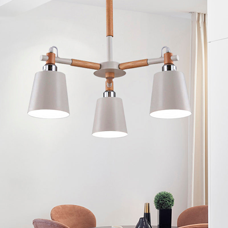 Trapezoid Shade Chandelier Modern Metal & Wood Ceiling Pendant for Child Bedroom Clearhalo 'Ceiling Lights' 'Chandeliers' Lighting' options 250392