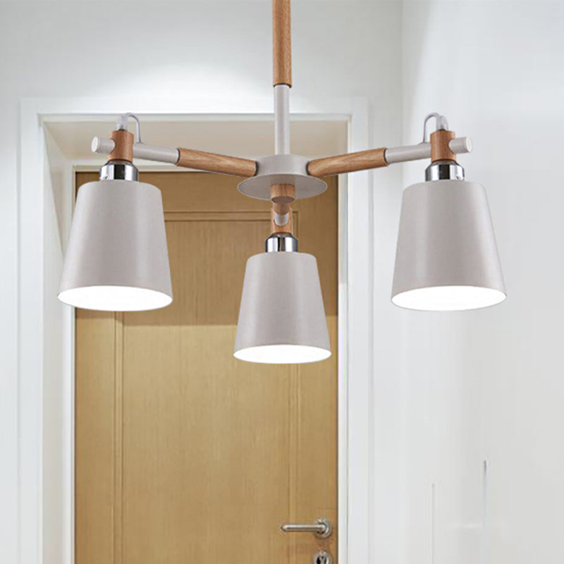 Trapezoid Shade Chandelier Modern Metal & Wood Ceiling Pendant for Child Bedroom Clearhalo 'Ceiling Lights' 'Chandeliers' Lighting' options 250393